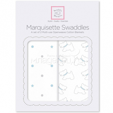 Наборы пеленок SwaddleDesigns Marquisette 2-Pack Pstl Blue Little Doggie & Dottie Star 0