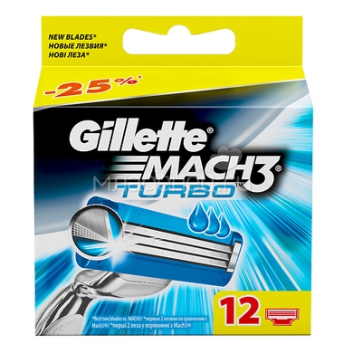 Сменные кассеты для бритья Gillette MACH3 Turbo 12 шт 0