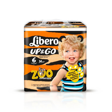 Трусики Libero Up&Go Zoo Collection Size 6 (13-20кг) 14 шт 0