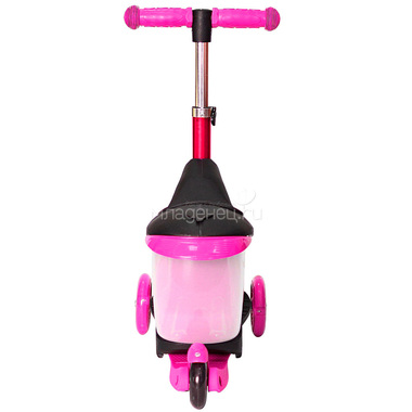 Каталка-самокат 3в1 Y-SCOO Mini Jump&Go со светящими колесами Pink 3