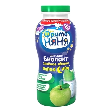 Напиток кисломолочный ФрутоНяня Биолакт 200 мл Зеленое яблоко 2,9% (с 8 мес) 0