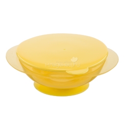 Тарелка Happy Baby На присоске с крышкой и ручками (с 8 мес) желтая