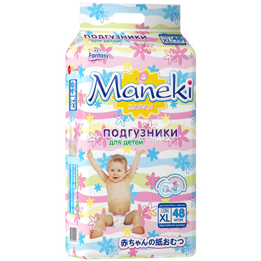 Подгузники Maneki Fantasy 12 кг (48 шт) Размер XL 1