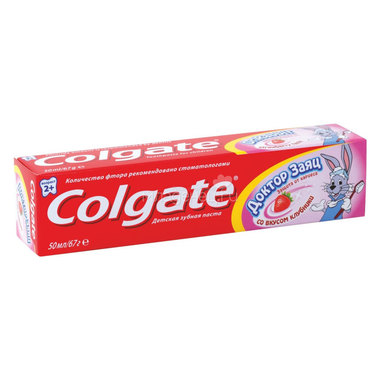 Зубная паста Colgate Доктор Заяц 50 мл со вкусом клубники (с 2 лет) 0
