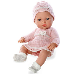 Кукла Arias 33 см Пупс блондинка в розовом вязаном платье и шапочке