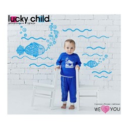 Штанишки Lucky Child, коллекция Интернет, цвет синий с белым 