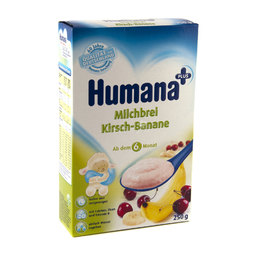 Каша Humana молочная 250 гр Рисовая с бананом и вишней (с 6 мес)