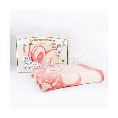 Одеяло Baby Nice шерстяное 100х140 в коробке Мишка на лужайке (розовый) 2