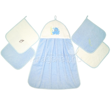Набор ясельный Ангелочки полотенца махровые 5 предметов Голубой 0