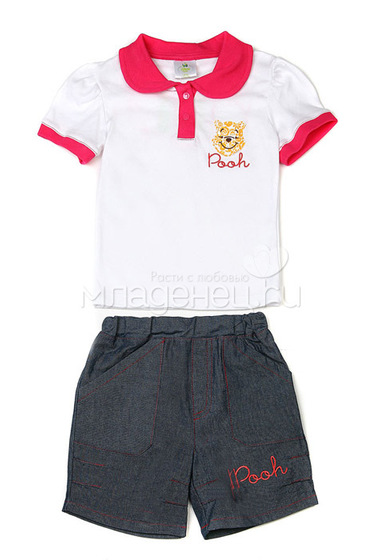 Комплект одежды Дисней Винни Пух футболка-поло и шорты, для мальчика, белый  3