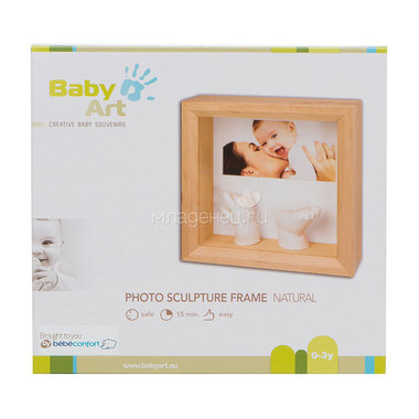 Рамочка Baby Art с объемными слепками Фото + отпечаток (дерево) 2