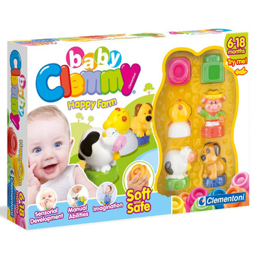 Мягкий конструктор Baby Clemmy Веселая ферма: 4 фигурки, 9 мягких кубиков, 1 трактор 0
