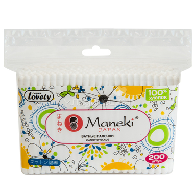 Ватные палочки Maneki Lovely (в zip-пакете) белые 200 шт 0