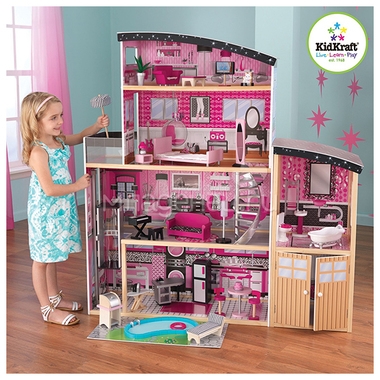 Кукольный домик KidKraft Сияние Sparkle Mansion, 30 предметов мебели 1
