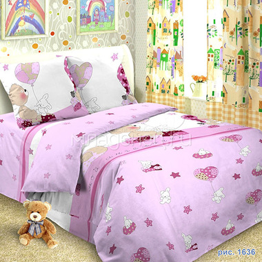 Комплект постельного белья детский Letto в кроватку с простыней на резинке BGR-37 0