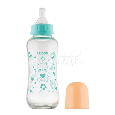 Бутылочка Lubby с силиконовой соской Стеклянная 250 мл (с 0 мес) 1