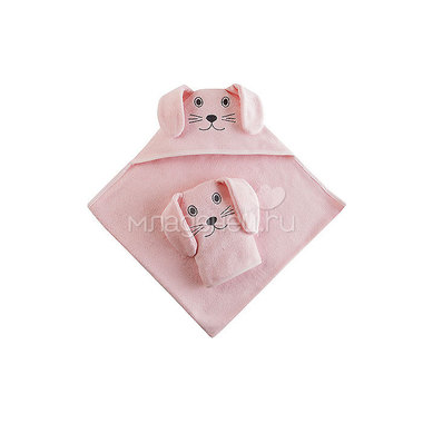 Набор Наша Мама Зайка (полотенце-уголок и рукавичка) розовая махра 0