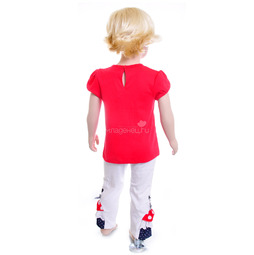 Комплект Дисней Минни футболка с коротким рукавом, штанишки белые, для девочки, красный 