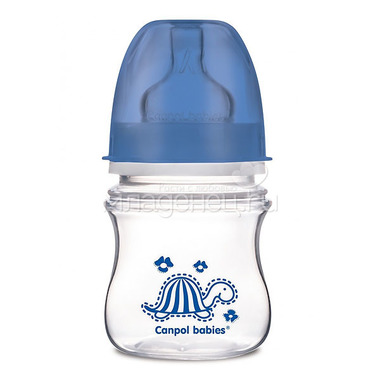 Бутылочка Canpol Babies с широким горлышком 120 мл (с 3 мес) синяя 0