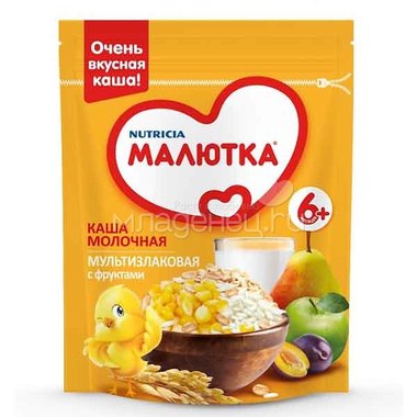 Каша Малютка молочная 220 гр Мультизлаковая с фруктами (с 6 мес) 0