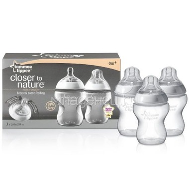 Бутылочки Tommee tippee Closer to nature 260 мл 3 шт (с 0 мес) 0