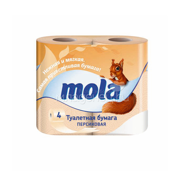 Туалетная бумага MOLA персиковая (2 слоя) 4 шт 0