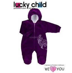 Комбинезон из велюра Lucky Child на подкладке фиолетовый 