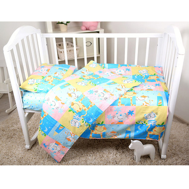 Комплект постельного белья Baby Nice сатин 100% хлопок Весёлые котята (голубой, розовый) 0