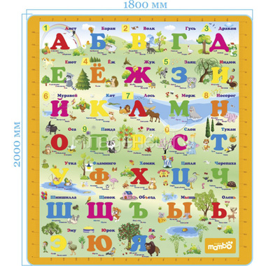Детский развивающий коврик Mambobaby двухсторонний Русский и Английский алфавит 200х180х1см 1