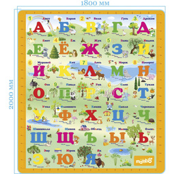 Детский развивающий коврик Mambobaby двухсторонний Русский и Английский алфавит 200х180х1см