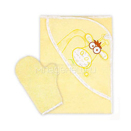 Полотенце-уголок Осьминожка Жираф с вышивкой махровое Желтое