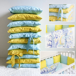 Комплект в кроватку ByTwinz с бортиками-подушками 6 предметов Северное сияние