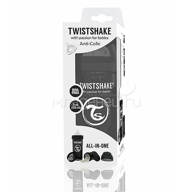 Бутылочка Twistshake 260 мл Антиколиковая (с 0 мес) черная 2