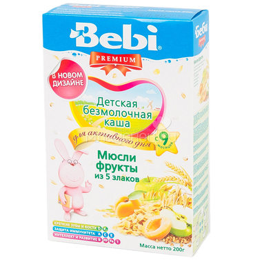 Каша Bebi Premium безмолочная 200 гр Мюсли с фруктами (с 9 мес) 0