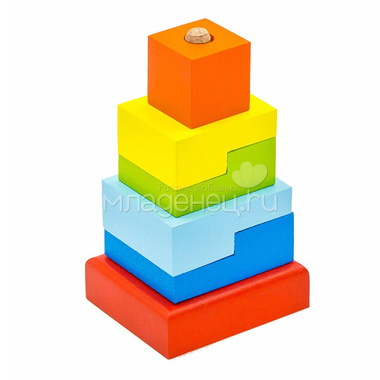 Игрушка Alatoys деревянная Пирамидка Ступеньки 6 деталей 0