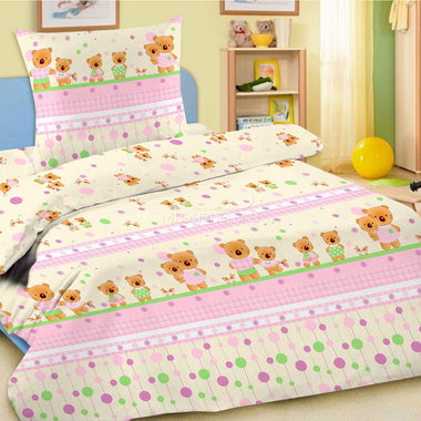 Комплект постельного белья детский Letto в кроватку с простыней на резинке BGR-14 0