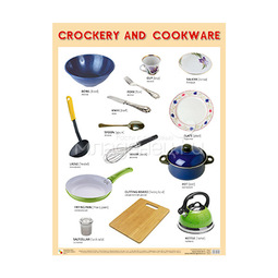 Обучающий плакат Мозаика-Синтез Английский Crockery and cookware (Посуда)