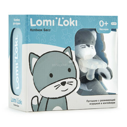 Пустышка Lomi Loki с развивающей игрушкой Силиконовая (с 0 мес) Котенок Басс