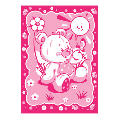 Одеяло Споки Ноки байковое 100% хлопок 100х140 жаккардовое Медвежонок розовый 1