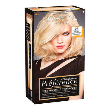 Краска для волос L'Oreal Preference светлый светло-русый пепельный (тон 03) 0