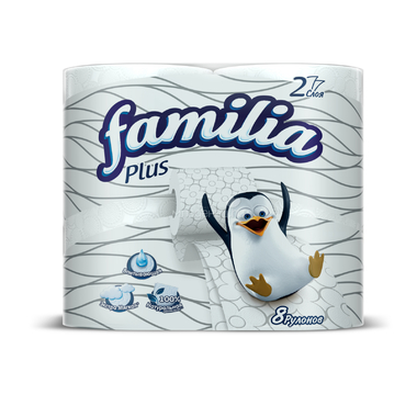 Туалетная бумага Familia Plus белая (2 слоя) 8 шт 0