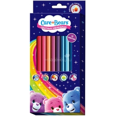 Цветные карандаши Заботливые мишки 12 цветов 0