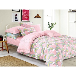 Комплект постельного белья  Cleo детский Радуга розовый