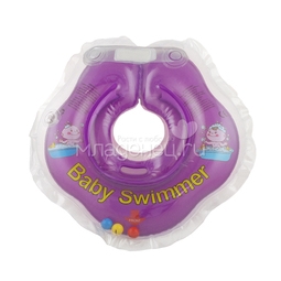 Круг на шею Baby Swimmer с 0 мес (3-12 кг) фиолетовый с погремушкой