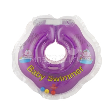 Круг на шею Baby Swimmer с 0 мес (3-12 кг) фиолетовый с погремушкой 0