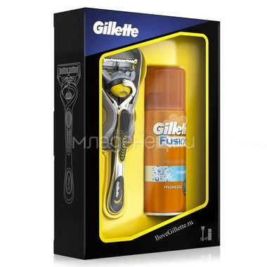Подарочный набор Gillette Fusion ProShield Бритва с 1 сменной кассетой + гель для бритья увлажняющий 75 мл 1