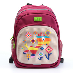 Рюкзак детский 4all KIDS Веселый жираф Малиновый + Пиксели