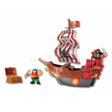 Игровой набор Keenway Приключение пиратов. Битва за остров (корабль с красным парусом, пираты, сокровища) 1