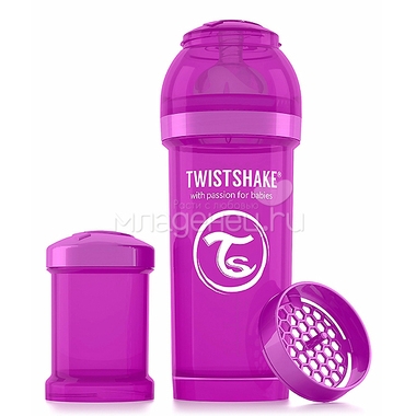 Бутылочка Twistshake 260 мл Антиколиковая (с 0 мес) фиолетовая 0