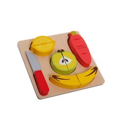 Игровой набор деревянный Bondibon Маленький Повар Овощи Фрукты с ножом и разделочной доской